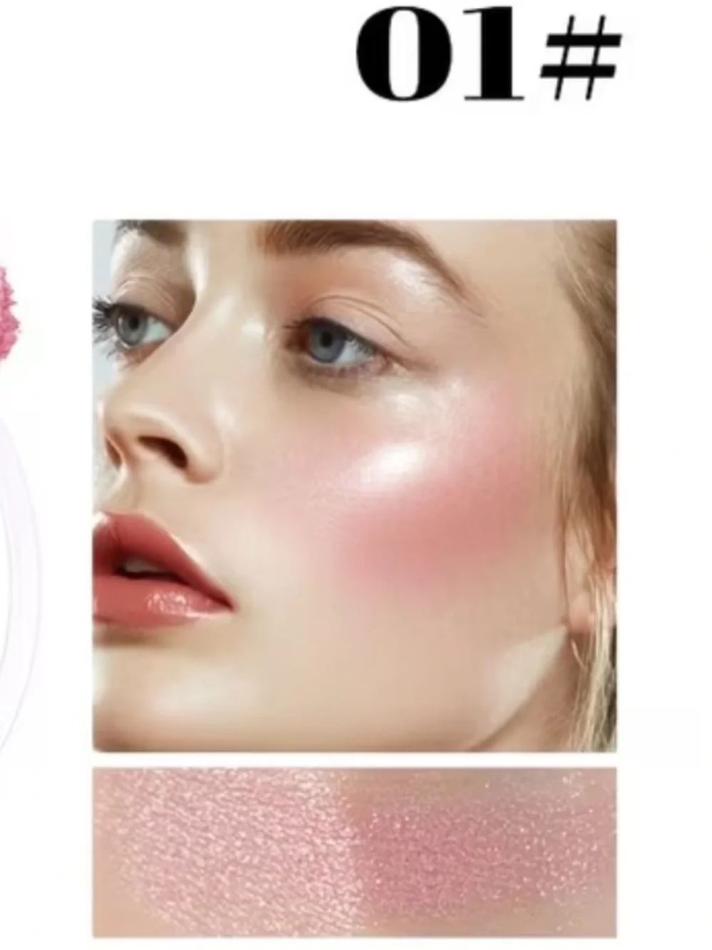 2-in-1 Blush & Highlighter Powder Blush Palette with Shimmer Pink Blush Shade 01